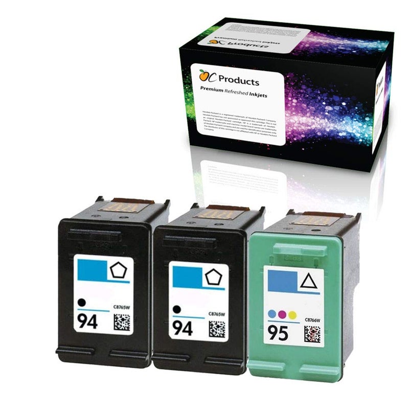 OCProducts Refilled Ink Cartridge Replacement for HP 94 and HP 95 for Officejet 150 100 H470 7410 7310 7210 Deskjet 460 PSC 1610 2355 (2 Black 1 Color)